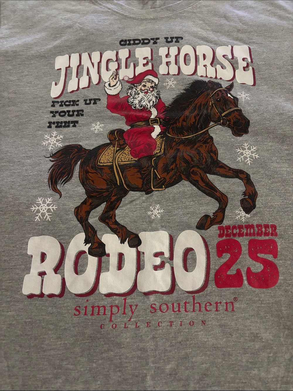 Simply Southern Gray Jingle Horse Rodeo 25' Graphic Tee | Christmas T